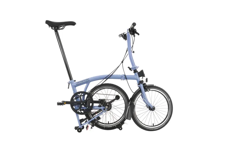 Brompton C Line Low Bar 6 Speed Bike with rack in Cloud Blue